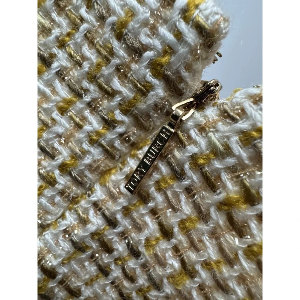 Tory Burch NWT Emma Dress Size 14 Yellow Sunglow Tweed Sleeveless Sheath‎